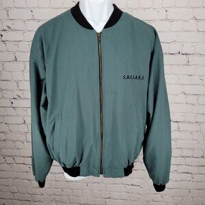 VTG Caesars Green Embroidered Logos Lightweight Full Zip Bomber Jacket Size 2XL